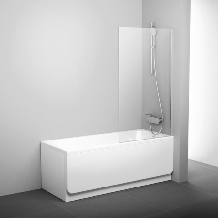 Шторка для ванны RAVAK PVS1-80 белый профиль, прозрачное стекло