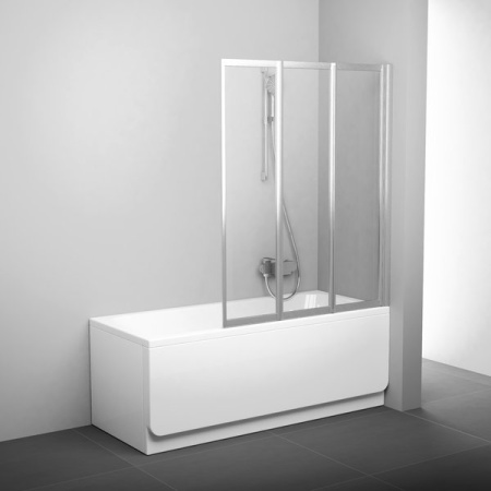 Шторка для ванны RAVAK VS3 130 белый профиль, прозрачное стекло