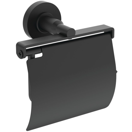 IS IOM Держатель для туалетной бумаги с крышкой, с крепежом Silk Black (Черный матовый)