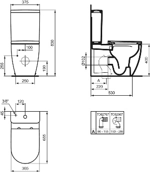 IS ELLISSE Напольный безободковый унитаз с бачком с сиденьем и крышкой с функцией плавного закрытия