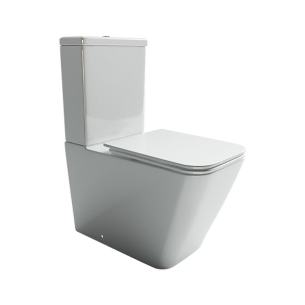 Ceramicanova  Чаша унитаза CUBIC Rimles, ниж. под, горизонт. выпуск, креп. и сид.-крыш., белый 