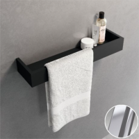 Полка с полотенцедержателем 45 см Novellini Frame, цвет Silver