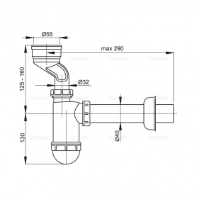 ALCAPLAST Сифон д/писсуара с манжетой