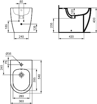 IS ELLISSE Напольное пристенное биде
