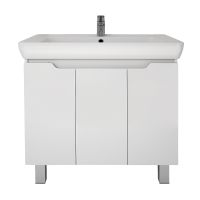 *99.1006 Тумба Q PLUS (D), 80 см, подвесная/напольная, 3 дверцы, с опорами, белый глянец