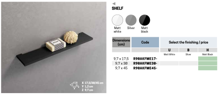 Полка с полотенцедержателем 45 см Novellini Frame, цвет Matt Black