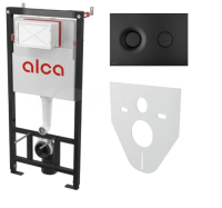 ALCAPLAST Set инсталяционный с кнопкой черный-мат и шумоизоляцией арт. AM101/1120-4:1 M1978-VE-01