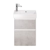 99.0502 Тумба Dreja Slim, 55 см, подвесная/напольная, 2 ящика, белый глянец / бетон