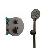 IO Round Встраиваемый термостат на 2/3 выхода с гарнитуром, оружейная сталь