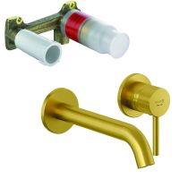 KLUDI BOZZ Комплект наст. смес. умыв. 2 отв. 230 мм, брашированное золото  + внутренняя часть 38243