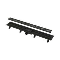 ALCAPLAST Дренажный канал с порогами и перф. решеткой (полип.).Simple 750м, черный
