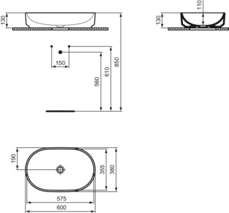 IS i.life O Раковина овальная, 60см