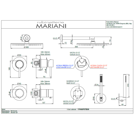 Mariani NEXT Душевая система B1417HNXP3TB30, черный матовый