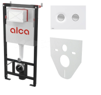 ALCAPLAST Set инсталяционный с кнопкой белый-мат/хром-мат и шумоизоляцией 