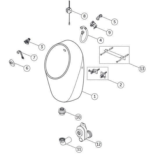 IS I.life Писсуар с электронным смывом, нижняя подводка, работа от сети