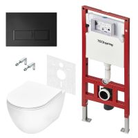 Комплект TECEspring, панель смыва с прямоуг. кнопками, черн.матовый, унитаз модель R