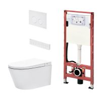 Комплект TECEspring Smart L: застенный модуль; унитаз-биде; панель смыва TECEspring loop бел. мат.