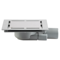 OMP Tea Трап Tirana Unseen 135х135 мм, решетка под плитку, горизонтальный выход, ABS, гидрозатвор  