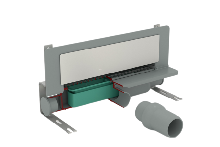 OMP Tea Трап Intramura 35 см, пристенный, гидрозатвор, ABS, горизонтальный выход 