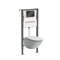 Комплект Подвесной унитаз MONO Rimless + Система инсталляции Balance кнопка Square, черный матовый