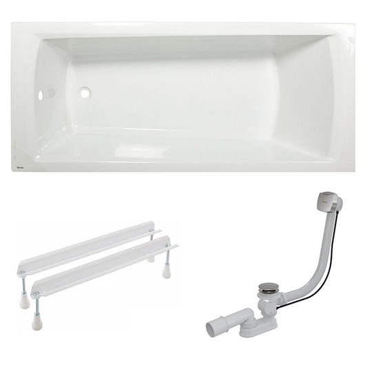 Ванна Ravak SET DOMINO PLUS 170х75 (ванна+опора 75+Сточный комплект хpом II (квадратный)