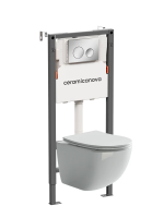 Комплект Подвесной унитаз FORMA Rimless + Система инсталляции Balance кнопка Circle, хром глянцевый