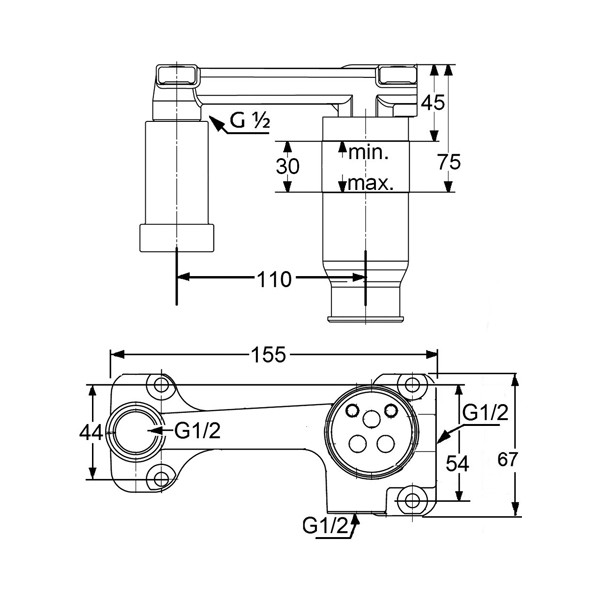 KLUDI Встраиваемая часть смеситель для раковины на 2 отверстия