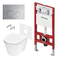 Комплект TECEspring Base, панель смыва LT с круглыми кнопками, хром глянц., унитаз модель K NEW