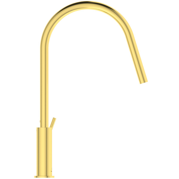 IS Смеситель для кухонной мойки GUSTO с высоким трубчатым круглым изливом R-типа, PVD Brushed Gold