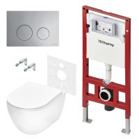 Комплект TECEspring Base, панель смыва LT с круглыми кнопками, хром глянц., унитаз модель R NEW