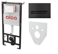 ALCAPLAST Set инсталяционный с кнопкой черный-мат и шумоизоляцией
