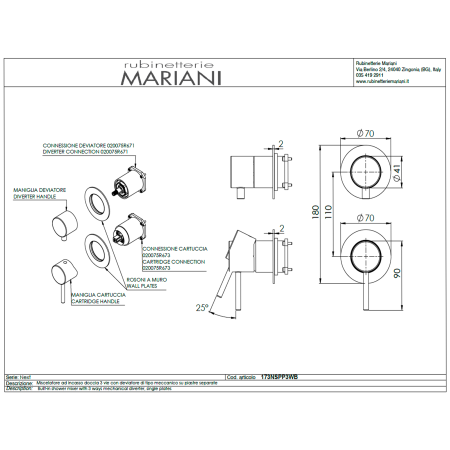 Mariani NEXT Смеситель для душа, нержавеющая сталь