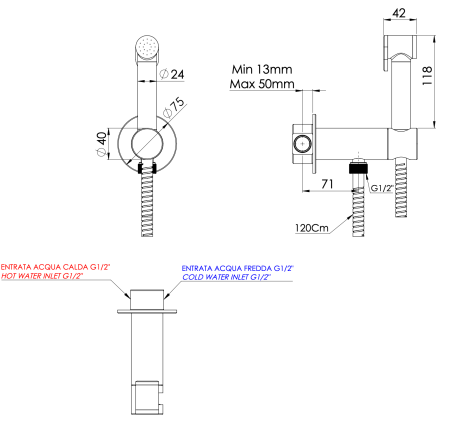 Гигиенический душ Daniel Tokyo TX647P4DCCR, хром