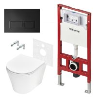 Комплект TECEspring, панель смыва с прямоуг. кнопками, черн.матовый, унитаз модель K