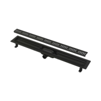 ALCAPLAST Дренажный канал с порогами и перф. решеткой (полип.).Simple 650м, черный