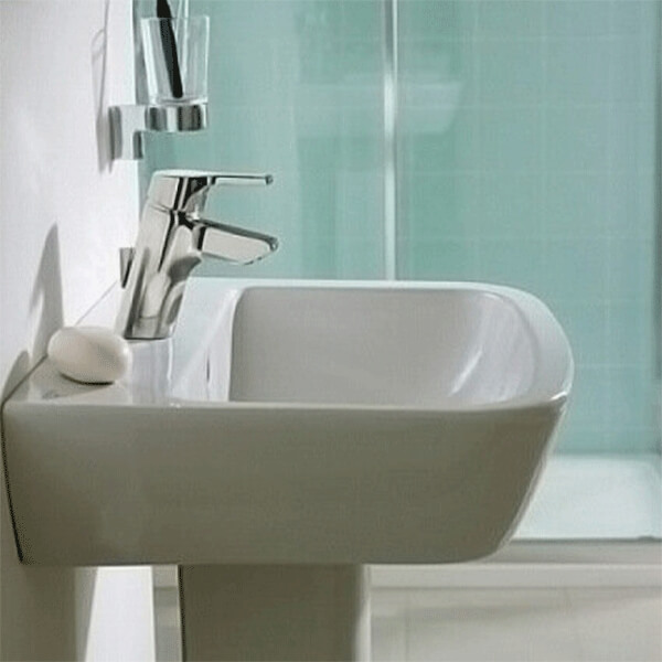 IS TEMPO раковина 60X50 см, 1 отверстие под смеситель, с отверстием перелива, для монтажа с колонной