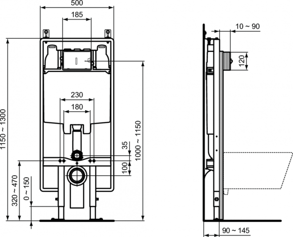 IS Инсталляция для подвесного унитаза, PROSYS Frame 80 M, R014367