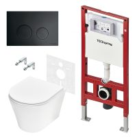 Комплект TECEspring, панель смыва с кругл кнопками LT, черный матовый, унитаз модель K