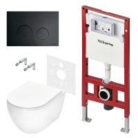 Комплект TECEspring, панель смыва с кругл кнопками LT, черный матовый, унитаз модель R