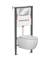 Комплект Подвесной унитаз PLAY Rimless + Система инсталляции Balance кнопка Square, хром глянцевый