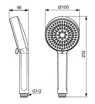 IS Ручной душ ALU+, 2-функциональная лейка, Ø100мм, Silk Black (Черный матовый)