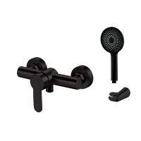 IO IONY STEEL Смеситель для ванны и душа без излива (с гарнитуром), черный