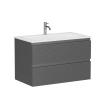 Sancos Тумба подвесная Folk, с рельефным фасадом, c двумя ящиками 790х445х500 темно серый