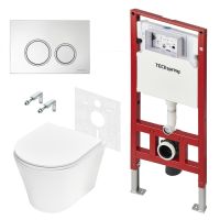 Комплект TECEspring, панель смыва с кругл кнопками, хром глянц., унитаз модель K