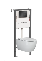 Комплект Подвесной унитаз PLAY Rimless + Система инсталляции Balance кнопка Square, черный матовый