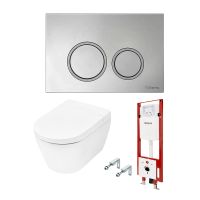 Комплект TECEspring, застенный модуль с унитазом с функцией биде и панелью смыва хром глянц. 