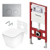 Комплект TECEspring Base, панель смыва LT с круглыми кнопками, хром глянц., унитаз модель S NEW