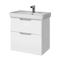 Dreja Q 55 см, Тумба под умывальник подвесная, 2 ящика, белый глянец