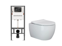Комплект Подвесной унитаз FORMA Rimles CN3009+Система инстал.Balance кнопка Circle CN121001MB черный