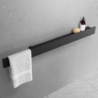 Полка с полотенцедержателем 80 см Novellini Frame, цвет Black Matt